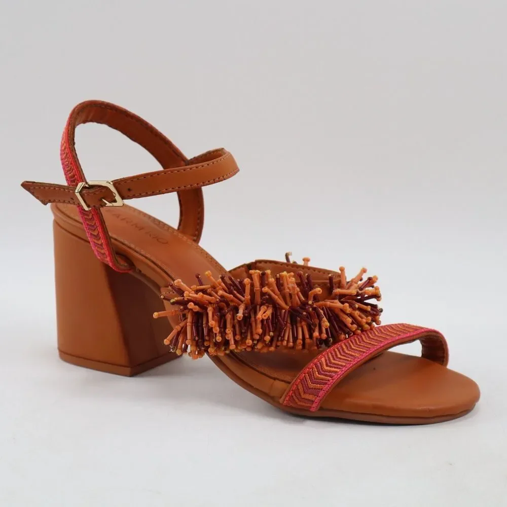 🔥NEW FARM RIO Brown Beaded Heel Sandals 7US/38EU MSRP$185 SHIPS TODAY🔥 - Picture 2 of 11